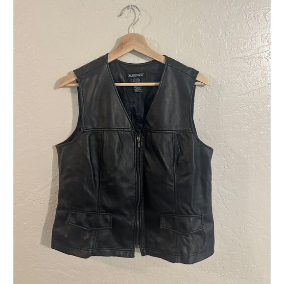 Counterparts Plus Size Faux Leather Sleeveless Biker Vest - Picture 1 of 7